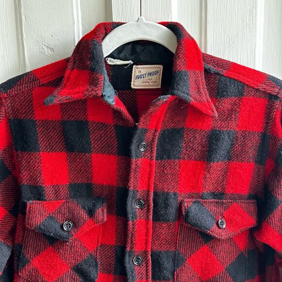 Vintage 50s Frost Proof Buffalo Plaid Wool Shacket Shirt Jacket - Picture 3 of 8